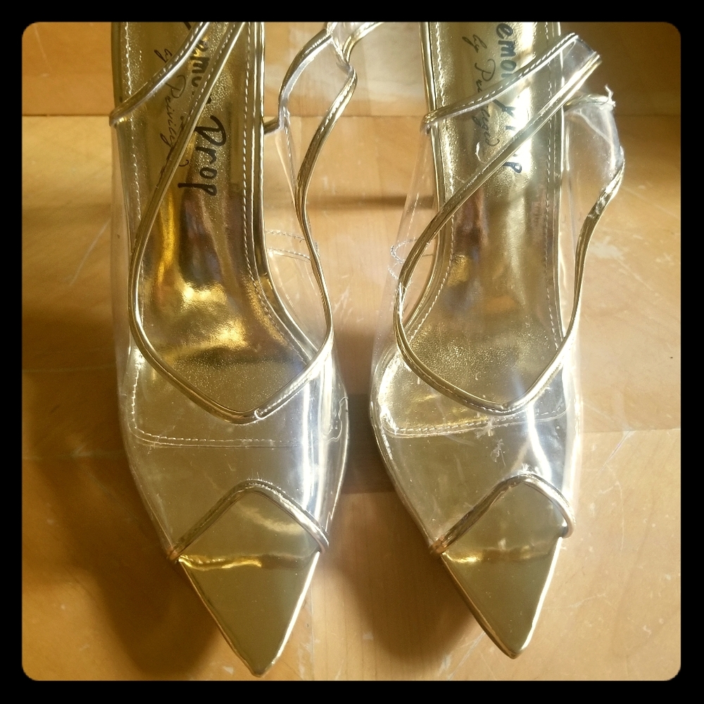 Clear Sling-Back Heels.